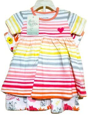 NWT. MAC & MOON Girls 2-Pack Cotton Floral/Cats Dresses